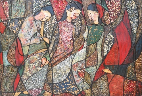 Tường Vân & nét ngại ngùng trong tranh thiếu nữ