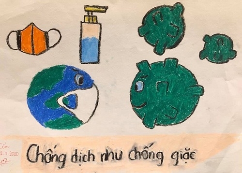 Vẽ tranh ký họa tuyên truyền phòng, chống dịch Covid-19
